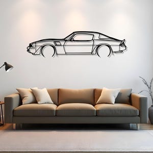 Camaro Z28 1980 Detailed Driver Room Car Wall Decor, Metal Silhouette For Auto Lovers, Gift For Him, Gift For Auto Buff, Metal Auto Decor