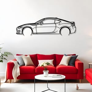 BRZ Detailed Metal Silhouette Car Wall Art, Automotive Room Gift, Garage Decoration, Car Outline Decor, Mens Auto Gift, Modern Auto Decor