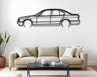E34 M5 Metallbilsilhuett för Man Cave-dekor
