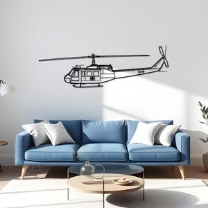 UH-1 Irokese Huey 1970 Luftfahrt Raum Wandkunst für Garage, Jet Silhouette Metall Geschenk, Jet Kampf Geschenk, Hangar Kunst Geschenk, Flug Zeichen Geschenk