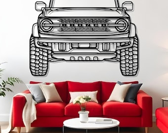 Bronco 2021 Front Metal Car Wall Art For Car Guys, Garage Room Decoration, Automotive Enthusiast Gift, Fast Racer Gift, Metal Auto Decor