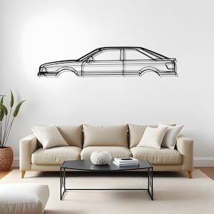 80 Quattro 1989 Garage Metal Wall Art per collezionisti di auto, regalo silhouette auto per uomini, regalo per guidatori alla moda, cartello per garage auto, regalo meccanico