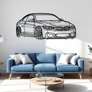 M4 F82 Front Angle Auto Enthusiast Wall Art For Garage Decor, Car Fan Gift Idea, Metal Silhouette, Car Wall Display, Fast Car Decor