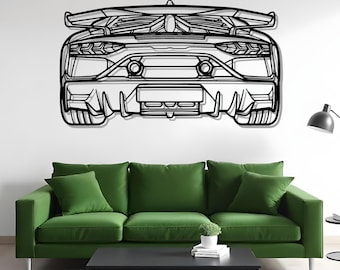 Aventador SVJ Back Metal Car Silhouette For Man Cave Decor