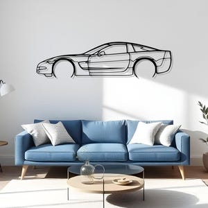 Corvette C5 Detailed Bold Automotive Metal Wall Decor, Gift For Drivers, Garage Car Silhouette, Car Lover Gift, Garage Car Cutout