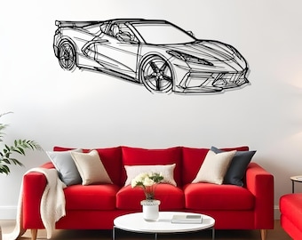 Corvette C8 HTC Angle Garage Room Decor For Car Lovers, Bold Silhouette Metal Artwork Gift, Garage Car Decor, Garage Steel Art, Husband Gift
