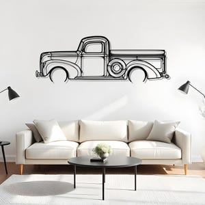 F100 1940 Detailed Garage Wall Artwork For Car Addicts, Automotive Silhouette Gift, Art For Racers, Auto Enthusiast, Car Enthusiast Art
