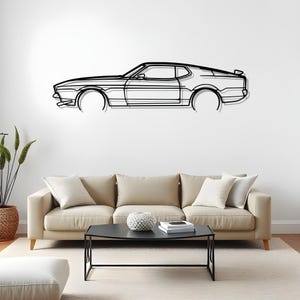 Mustang Mach 1 Detailed Garage Art For Auto Addicts, Car Silhouette Decoration, Gift For Him, Auto Fan Present, Speed Car Present
