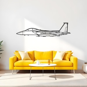 F-15 Strike Eagle Garage Wall Decor With Flight Silhouette, Airplane Gift Idea, Jet Room Gift, Aviation Style Art, Fighter Gift