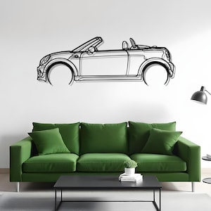 Cooper Roadster 2012 Detailed Garage Silhouette Art For Drivers, Automotive Metal Decor, Gift For Enthusiasts, Auto Room Gift
