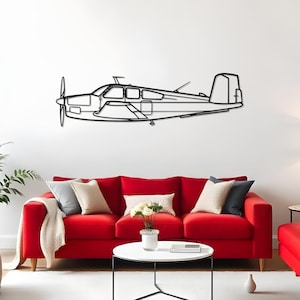 V35 Bonanza Garage Airplane Wall Art, Jet Silhouette Gift For Pilot Husband, Airplane Room Art, Pilot Room Decor, Fighter Gift