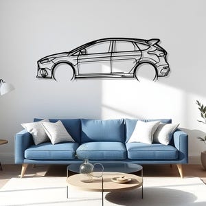 Focus RS Detailed Garage Art For Auto Addicts, Car Silhouette Decoration, Gift For Him, Garage Wall Style, Race Fan Gift, Speed Car Decor