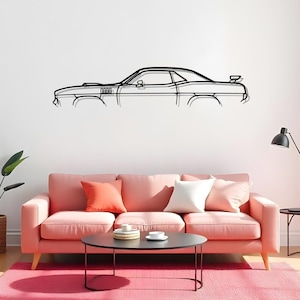 Cuda 1971 Auto Collector Garage Wall Art, Metal Car Silhouette Gift For Drivers, Auto Enthusiast, Gift For Speedster, Metal Auto Panel
