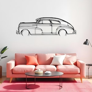Fleetline 1947 Detailed Man Cave Car Wall Art, Metal Silhouette Decoration, Garage Auto Gift, Luxury Car Art, Man Wall Gift, Office Wall Art