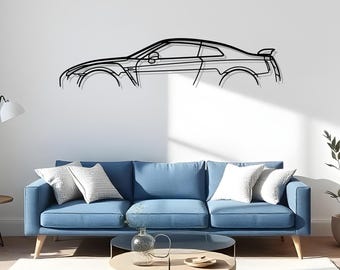 GT-R R35 Metal Car Silhouette For Man Cave Decor