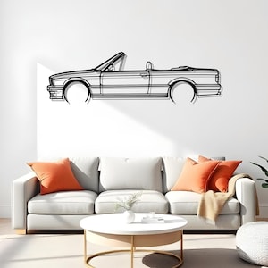 E30 Convertible Detailed Sporty Car Wall Art For Man Cave Or Office, Metal Silhouette Art For Car Enthusiasts, Art For Racers