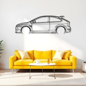 Focus RS Detailed Car Enthusiast Garage Wall Art, Silhouette Metal Decoration, Gift For Men, Car Lover Gift, Car Outline Decor, Driver Gift