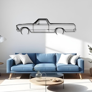El Camino 1966 Detailed Performance Car Wall Art For Racing Fans, Garage Silhouette Decor, Gift For Driver, Auto Enthusiast Art