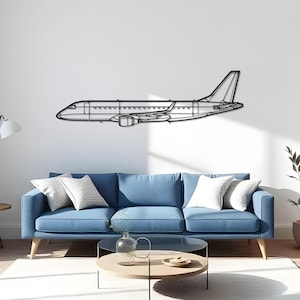 E175 Jet Wall Decor For Office, Gift For Airplane Enthusiast Men, Airplane Room Art, Airplane Enthusiast, Jet Cutout Gift, Helicopter Lover