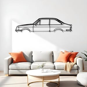 Escort MK2 RS1800 Sporty Car Wall Art For Man Cave Or Office, Metal Silhouette Art For Car Enthusiasts, Auto Man Gift, Metal Auto Decor