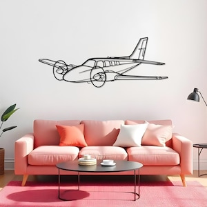 Baron 58 Garage Setup With Aviation Metal Art, Gift For Plane Collectors, Aircraft Silhouette, Jet Gift For Him, Aviation Style Art