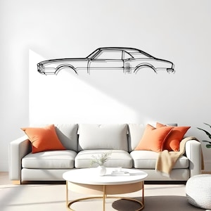 Arte de carro de metal Firebird Trans Am 1968 para garagem, presente para motoristas, arte de silhueta ousada, presente para amantes de carros, arte de garagem Muscle