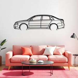 Decorazione murale in metallo dettagliata per auto A4 del 2004 per amanti delle auto, decorazione da parete per garage, regalo per appassionati di auto, regalo per lui, regalo per meccanico