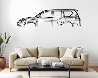 Arte mural con silueta de coche GX 460 2018 para garaje, regalo para un adicto a los autos, obra de metal para él, arte para corredores, arte para aficionados al garaje