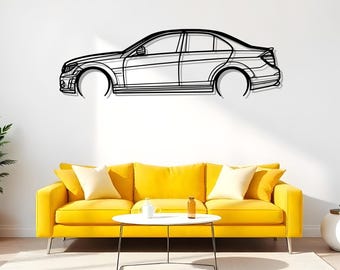 C63 AMG Metal Car Silhouette For Man Cave Decor