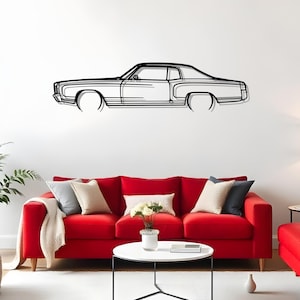 車のシルエットのメタルウォールアート、ユニークな車好きへのギフト、男性用ガレージ装飾、自動車愛好家へのギフト、男性用車装飾、クリスマスギフト