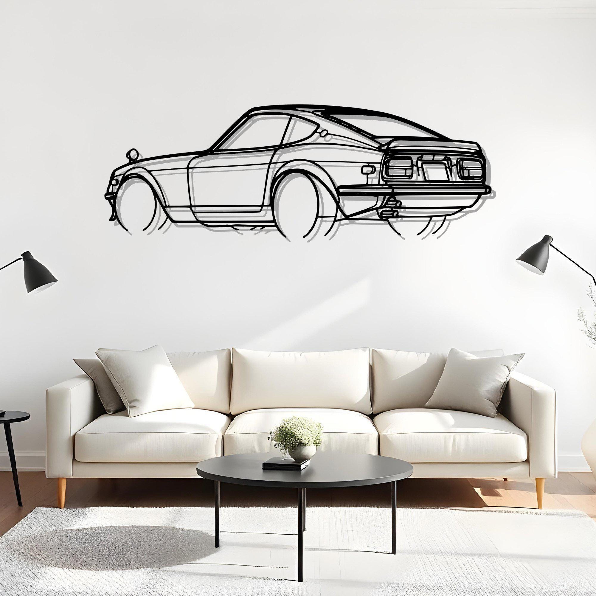 240Z 1972 Angle Garage Wall Art for Car Addict, Auto Silhouette