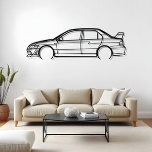 Evo 7 RS2 Detailed Garage Car Wall Art For Racing Lovers, Bold Silhouette Decor, Gift For Auto Fans, Auto Line Art, Driver Wall Panel