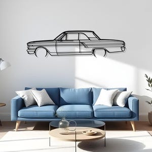 Fairlane Coupe 1964 Detailed Garage Car Room Wall Art For Enthusiast, Silhouette Metal Gift, Car Outline Decor, Race Garage Art