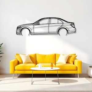 C63 AMG 2009 Detailed Bold Automotive Wall Art For Car Guy Cave, Metal Silhouette Gift For Men, Drive Room Art, Gift For Men