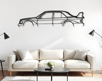 190E Metal Car Silhouette For Man Cave Decor
