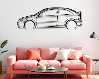 Arte mural detallado de garaje Astra 2000 estilo carreras para aficionados a los coches, regalo para él, silueta de metal, regalo para hombre del coche, regalo de coche personalizado