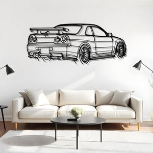 R34 GTR Nismo Angle Classic Car Wall Decor For Garage Or Home, Gift For Auto Fan, Metal Silhouette Piece, Car Wall Display, Fathers Day Gift