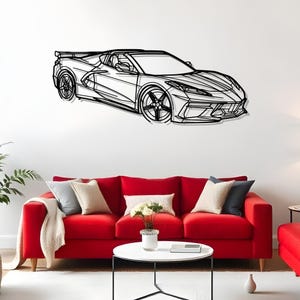 Silhouette di auto in metallo da parete, regalo unico per gli amanti delle auto, decorazione da garage per lui, regalo per gli appassionati di auto, decorazione per auto per uomo, regalo di Natale
