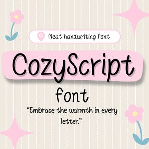 CozyScript, Font Family, Handwritten font, Cute digital planner font , Neat handwriting font, Goodnotes font, Digital note, Planner font