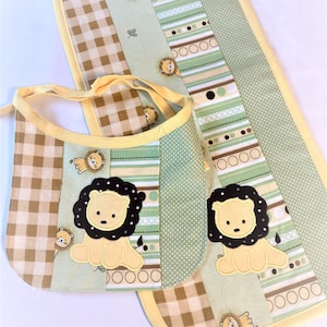 Friendly Lion Burp Cloth and Bib
