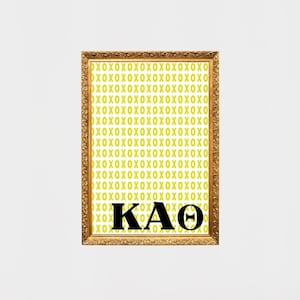 Sorority Print, Kappa Alpha Theta, KAO, Yellow, Big Little Gift, Wall Art, Dorm Decor, Bid Day Gift, Preppy, Cute, Aesthetic