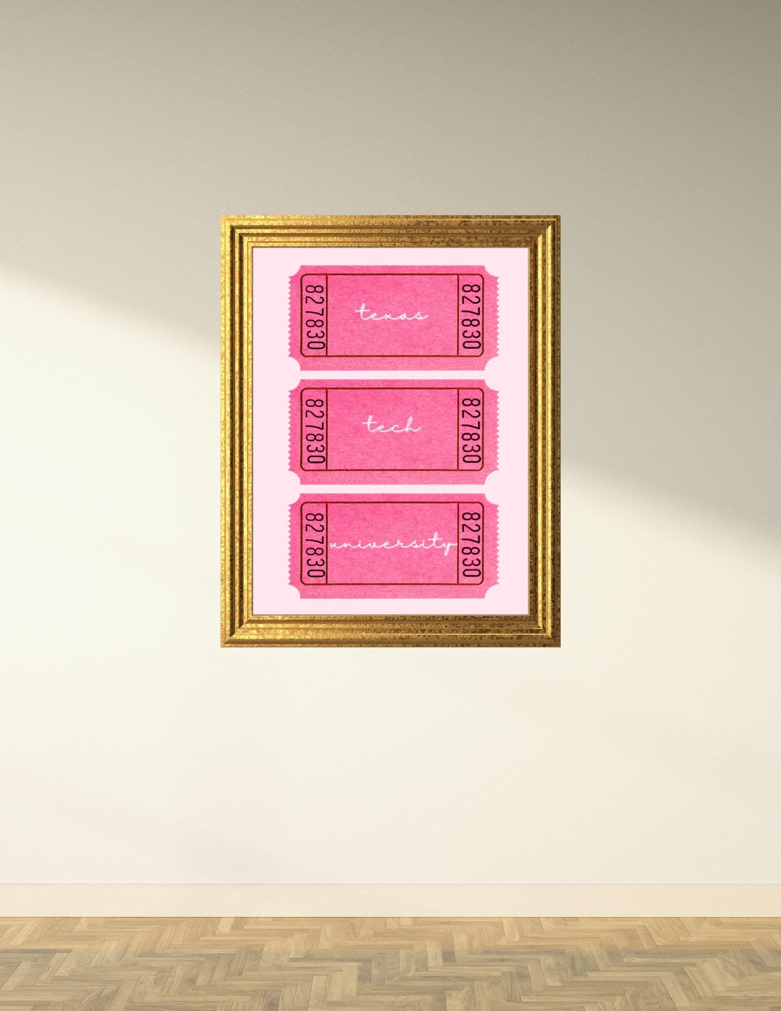 Custom Texas Tech University Print, Tickets, Pink Shades, TTU, Preppy, Dorm Decor, Room Decor, Grad Gift, Digital Download, Wall Art, Prints