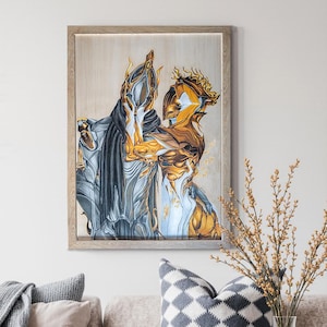 Original Warframe Fan Art “Ignite Me” | Wisp and Excalibur Umbra Drawing | Framed Illustration 50x70 cm | Marker and Acrylic artwork