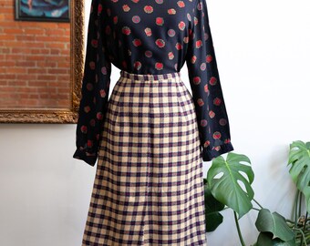 Vintage Wool Plaid Pencil Skirt | Neutral Checkered Skirt | NOS Vintage Skirt | High Waisted Wool Skirt | Classic Tailored Skirt- Sz Sm/Med