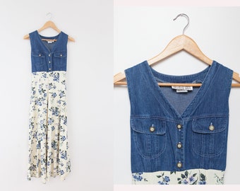 denim and floral dress