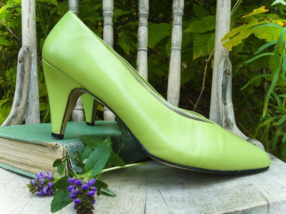 lime green high heel shoes