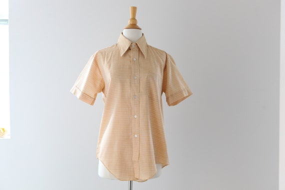 Mens Butter Yellow Shirt - Short Sleeve Button Do… - image 2