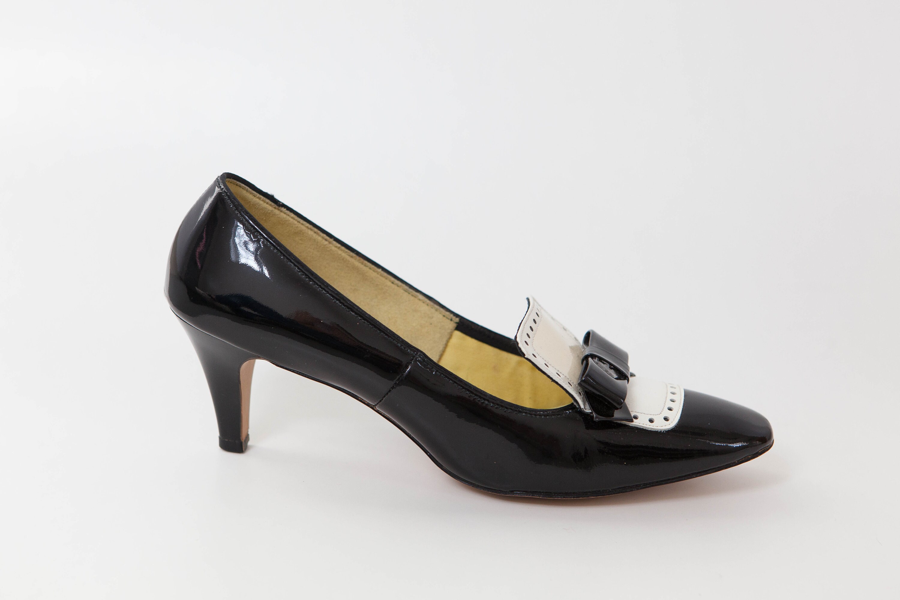 black and white tuxedo heels
