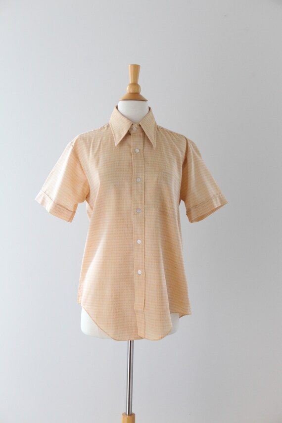 Mens Butter Yellow Shirt - Short Sleeve Button Do… - image 3