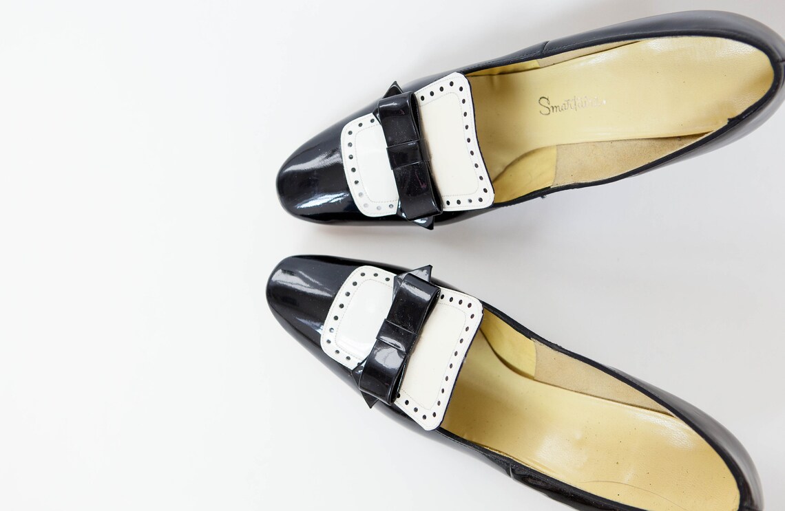 black and white tuxedo heels